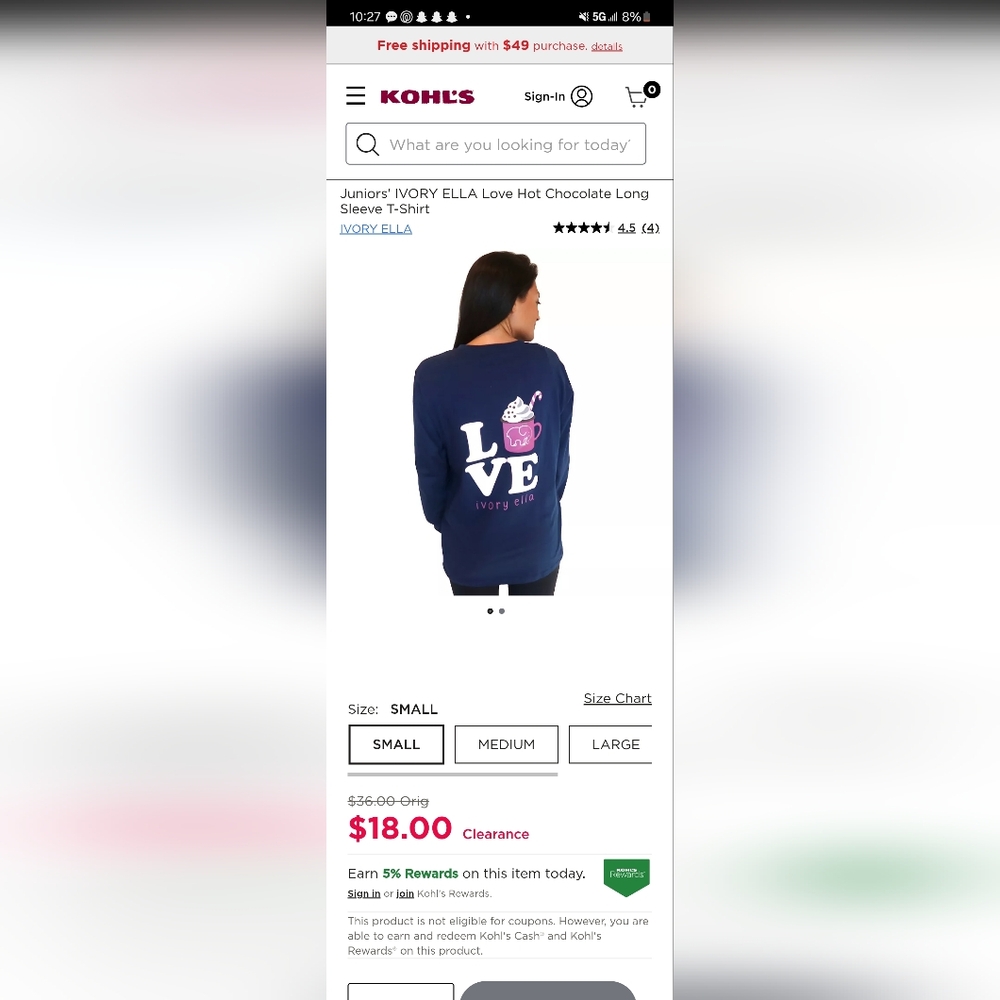 Juniors' IVORY ELLA Love Hot Chocolate Long Sleeve T-Shirt